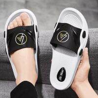 TOP๑✆☞ QiaoYiLuo Mens New Flip Flops แฟชั่นลื่นด้านล่างนุ่มหน้าแรกอินเทรนด์ด้านนอกสวมรองเท้าแตะ