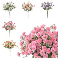 Artificial Flowers Fake Silk Hydrangea Bouquet Decor Plastic Carnations Realistic Flower Arrangements For Home Wedding Party Decoration For Office Table Decora