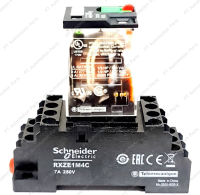 รีเลย์พร้อมซ็อกเก็ต ชไนเดอร์ Schneider Electric RXM4AB2B7 RXZE1M4C 24VAC 6A 4คอนแทค 14ขา มีไฟแสดงสถานะ LED