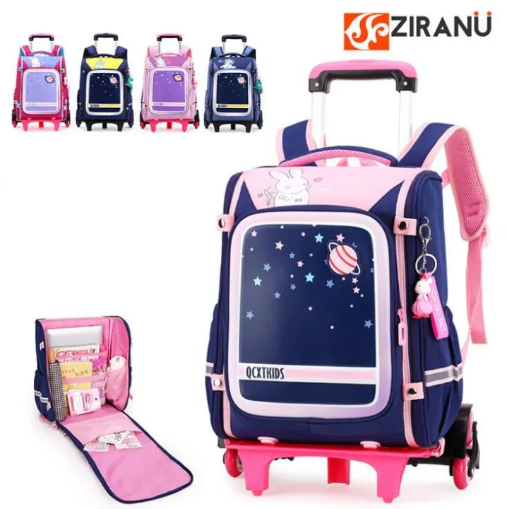School backpack with wheels for girls 2021 school student Rolling