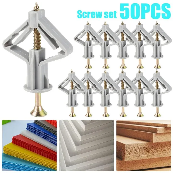 Expansion Tube 50pcs Butterfly Shape Expansion Anchor Bolt Kit Wall