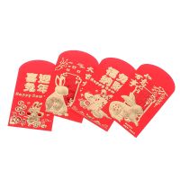 6Pcs 2023 Chinese Rabbit Year Cartoon Red Packet Creative Folding Lucky Hong Bao Traditional Lucky Money Red Envelopes