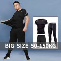 ✺ Oversize 3PCS Men Plus Size Fitness Swimming Suit Sports Quick Dry Tights Running Training Suit