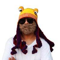 Halloween Hand Weave Knitted Beanie Hat Funny Gradient Cartoon Octopus Tentacle Eyes Skull Cap Cosplay Party Headgear