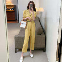 Usestudio Jumpsuit กางเกงขากว้าง Slim High Waist Suit Collar Jumpsuit Women Summer 502P037