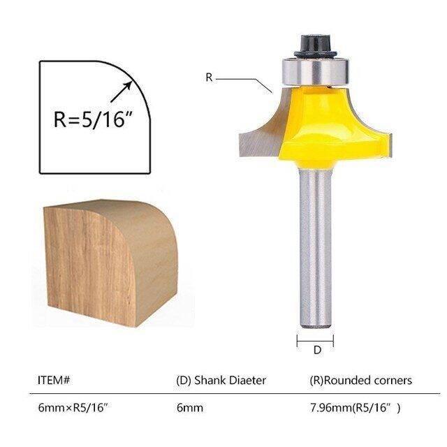 เครื่องตัดมิลลิ่ง-6-มม-มุมรอบเราเตอร์บิตพร้อมแบริ่งสําหรับขอบไม้ทังสเตนคาร์ไบด์เครื่องตัดไม้เครื่องมือ