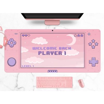 Customizable Pink Mousepad, Kawaii pastel lilac/purple gaming desk mat, XXL mouse pad, perfect gift for gamers