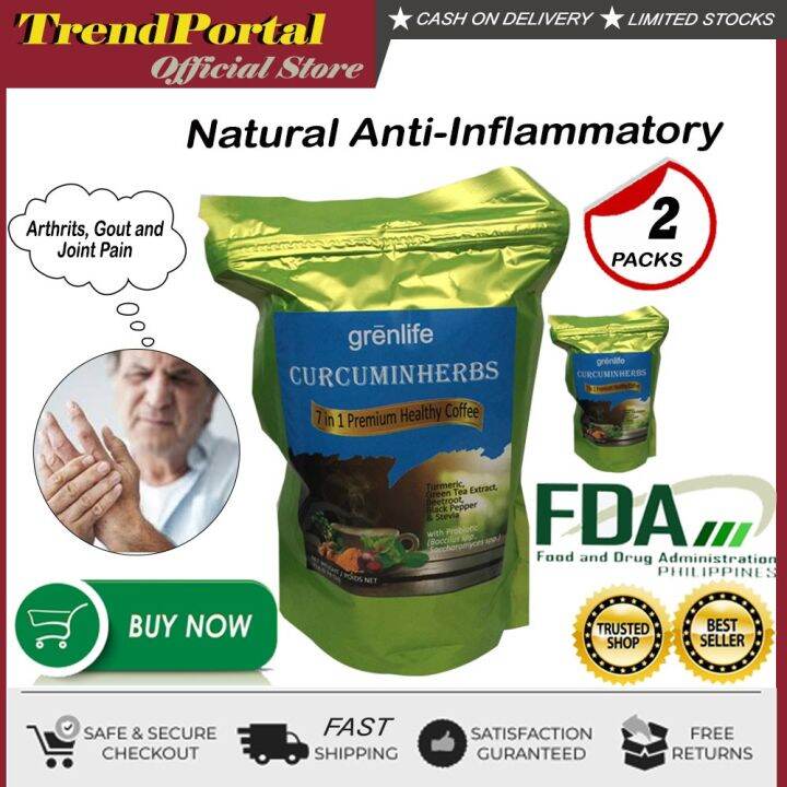 (2PACKS) CURCUMINHERBS 100 Organic Turmeric Curcumin Herb Coffee Natural for Arthritis, Gout