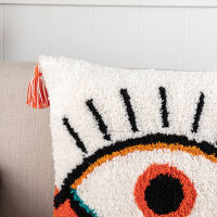 Embroidery Cushion Cover Nordic Sofa Living Room Bedroom Waist Pillowcase Devils Eye Black and White Decoration Pillow Case