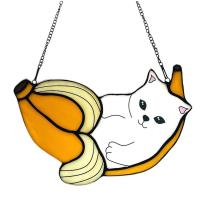 Stained Acrylic Window Hangings Cat in Banana Window Pendant Decorative Light Catcher Colorful Stained Acrylic Door Hanger Decor for Home Patio Window Garden Front Door special