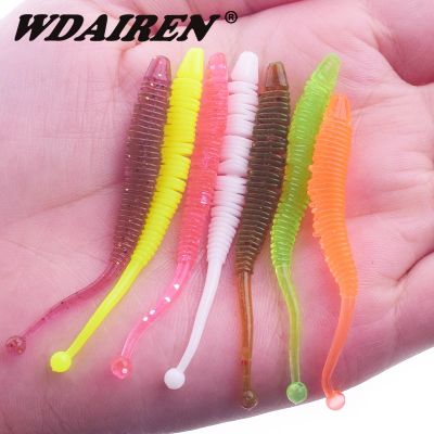 【hot】✺✺ 50PCS/Lot Worm Soft Bait 60mm 0.6g Jig Wobblers Fishing Artificial Shrimp Smell Bass Grubs Pike Tackle