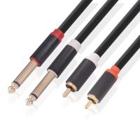 New 1/4 Mono Dual 6.35 TS to 2rca Cable  6.35mm Dual 1/4 inch TS Mono Male to 2 RCA Male TSR RCA Audio Convertor Adapter Cable