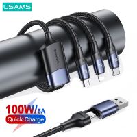 U71 USAMS สายเคเบิลข้อมูลสายชาร์จเร็ว100W 3 In 2สำหรับ Macbook 14 13 12 Mini Pro Max Ipad Airpro Samsung Huawei