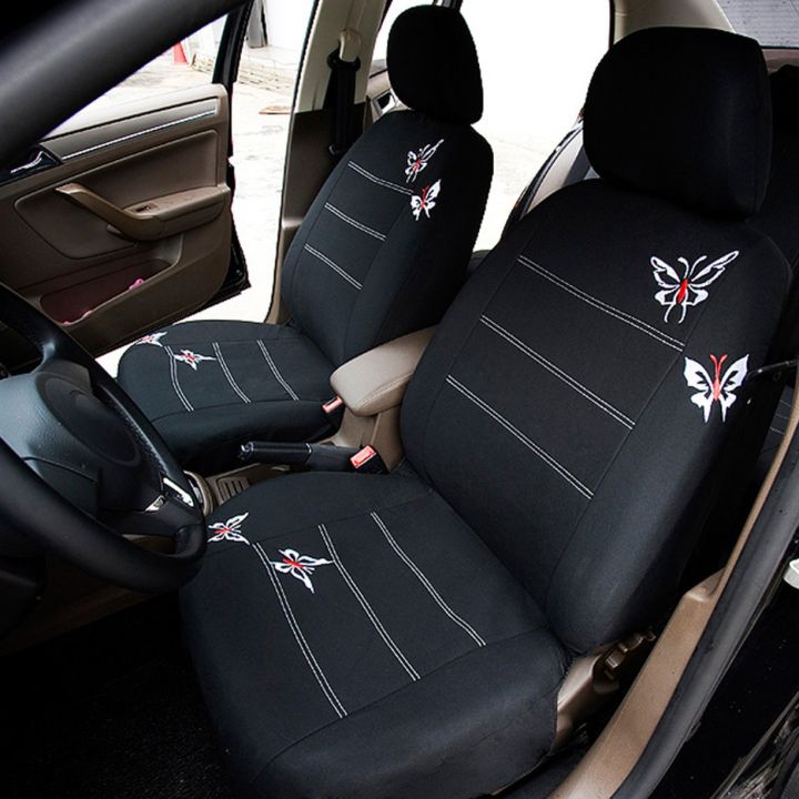 ราคาถูก-ที่หุ้มเบาะรถยนต์-universal-fit-อุปกรณ์ตกแต่งภายใน-butterfly-black-seat-covers