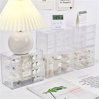 【jw】✖❦▥  Desktop Drawer Storage Dust Proof Transparent Plastic Stationery Jewelry Cosmetics Organizer