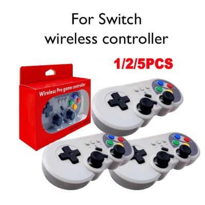 จอยสติ๊กตัวควบคุมเกมคอนโซลเกมแพดไร้สาย1/2/5ชิ้นพร้อมเทอร์โบมอเตอร์สั่นคู่สำหรับ Nintendo Switch PC
