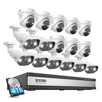 ZOSI ระบบกล้องวงจรปิด8MP H.265 + 16CH 4K Poe IP66ชุด NVR กล้อง IP สีชุดระบบการบันทึกภาพของกล้องวงจรปิดการมองเห็นได้ในเวลากลางคืน