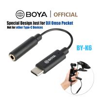 HUA821Boya BY-K6 อะแดปเตอร์แปลงเสียงไมโครโฟน 3.5 มม. TRS (ตัวเมีย) เป็น Type-C สําหรับ DJI OSMO Pocket