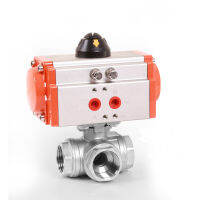 Q6145-16P สแตนเลส304 Double Acting Actuator 16บาร์สามทางนิวเมติกบอลวาล์ว DN8DN10DN15