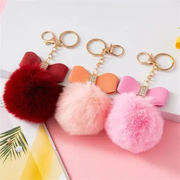 Fur on sale ball keychain