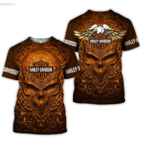 Mens 2023！New！Harley Davidson Camiseta 3D Printed Short Sleeve T-shirt High quality products （Freeprinting of names）