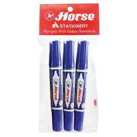 [คุ้มราคา!] ปากกาเคมี 2 หัว HORSE สีน้ำเงิน 3 ด้าม