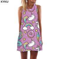 【Ladies shop】 KYKU BrandDress WomenOffice3d PrintSundress สีชมพู Vestido เซ็กซี่สตรี ClothingGothic