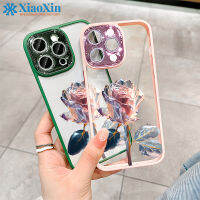 XiaoXin สำหรับ iPhone 14 13 12 11 Pro Max PLUS แฟลชเจาะ ZY26คริสตัลสีชมพูกุหลาบแฟชั่นเคสโทรศัพท์