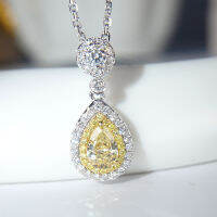 การตั้งค่ากลุ่มหรูหราเลียนแบบนำเข้าจากสหรัฐอเมริกา D จี้เพทายสี Moissanite สร้อยคอเพชรสีชมพูซิทรินรูปลูกแพร์ผู้หญิง ...