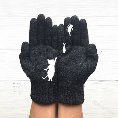 Ladies And Outdoor Women Gloves Cartoon Cat Bird Autumn Winter Warm Gloves Cashmere Thick Cute Fashion New Outdoor Cycling Glove