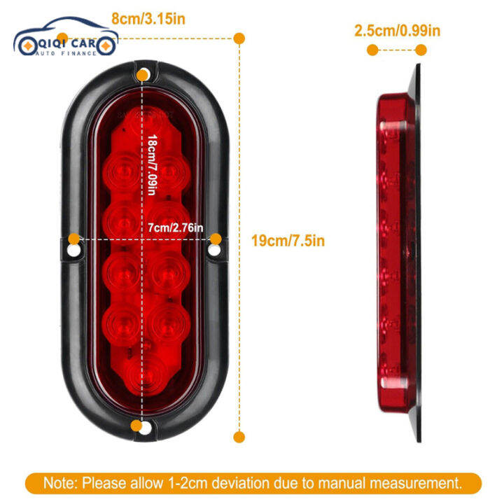 qiqi-ชุดไฟท้ายรถพ่วงไฟ-led-รูปไข่6นิ้ว2ชิ้น-ไฟเบรกหางหยุดเลี้ยว-ip65กันน้ำสำหรับรถบรรทุก12v-เทรลเลอร์-rv-รถ-utv-รถบัส-fast