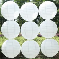 hot【cw】 10-15-20-25-30-35-40cm white Round Chinese Paper Lantern Birthday Wedding decor gift craft  festival decoration party