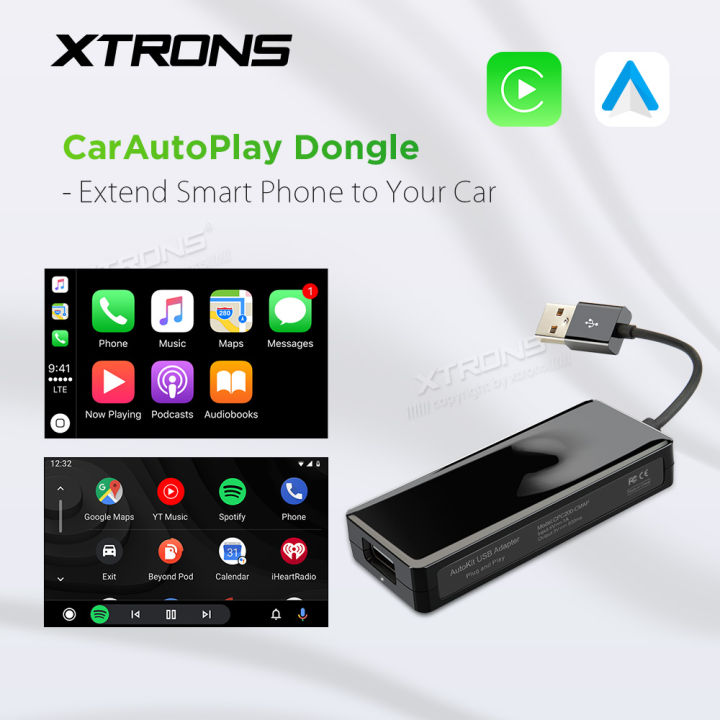 XTRONS Wired Apple Carplay USB Dongle Android Auto Adapter Smart Link  Receiver Compatible With IOS & Android Phone Work with Android Car Stereo