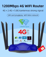 4G เราเตอร์ 6 เสา ใช่ซิม ปล่อย Wifi 2.4G+5G Dual Band 1200Mbps ,4G Router 6 External Antennas High Gain