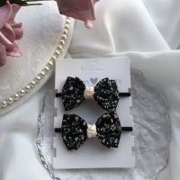 Retro small fragrance broken flower bow rubber band high value cute girl student hair rope head rope hair ring headdress