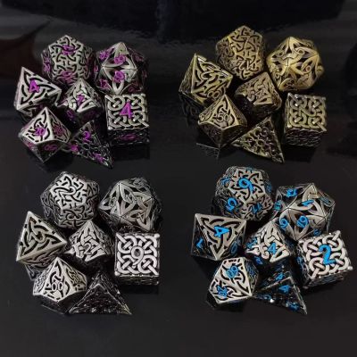 ▪☈ dice trpg running ball multi sided dnd board game hollowed out zinc alloy customized dice