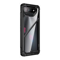 สำหรับ Asus ROG Phone 7 / 7 Ultimate PC + TPU เคสโทรศัพท์กันกระแทกพร้อมแม่เหล็กยึดโทรศัพท์ (สีดำ)