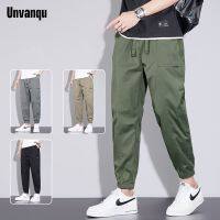 UNVANQU 2023 Mens Thin Breathable Drawstring Straight Loose Stretch Quick Dry Casual Ice Silk Mesh Pants Jogging Work Trousers