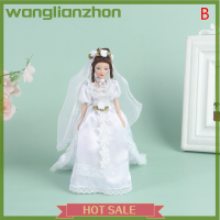 Wanglianzhon โมเดลตุ๊กตาวิคตอเรียจิ๋ว1:12เจ้าสาวและเจ้าบ่าวบ้านตุ๊กตา