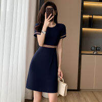 Summer A- Line Skirt Elegant Professional Dress Slim-Fit Beautician Workwear Skirt Sales Department Workwear Womens Short-Sleeve