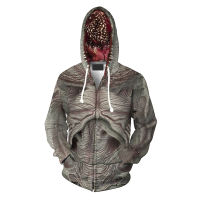 Stranger Things 3 Demogorgon คอสเพลย์ Hooded Sweatshirt แฟชั่น Casual Hoodie เสื้อกันหนาว3D พิมพ์ Zip-Up Jacket Top