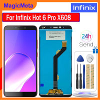 MagicMeta จอ LCD แบบดั้งเดิมสำหรับ Infinix Hot 6 Pro LCD จอแสดงผล X608แอลซีดีหน้าจอสัมผัสประกอบดิจิไทเซอร์สำหรับการเปลี่ยน X608 LCD