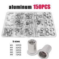 150Pcs M3 M4 M5 M6 M8 Aluminum Alloy Rivnut Flat Head Threaded Rivet Insert Nutsert Cap Rivet Nut