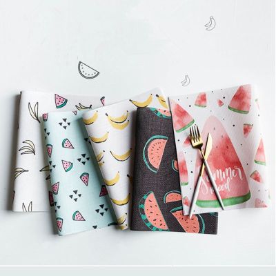【CC】✳  Cartoon Fruit Placemat Printed Dining Table Rectangle Insulation Decoration 1pc