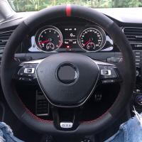 Non-Slip Black Genuine Leather Suede Car Steering Wheel Cover id DIY For Volkswagen Vw Golf 7 Mk7 Nieuwe Polo jetta Passat B8