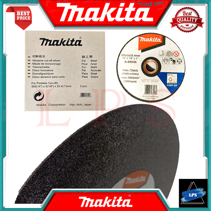 makita-abrasive-cut-off-wheel-แผ่นตัดเหล็ก-14-นิ้ว-รุ่น-a-89545-1กล่อง5ใบ-การันตี