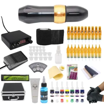 Amazoncom Solong Tattoo Kit Complete Starter Tattoo Kit 1 Pro Machine  Guns 1 Ink Power Supply Foot Pedal Needles Grips Tips TK129  Beauty   Personal Care