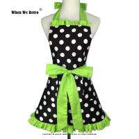 Cotton Vintage Apron With Bow SP1561 Halter Black Polka Dots Aprons for Women Household Daily-use Kitchen anti-fouling overalls