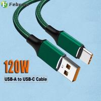 FEBRAIN สาย6A 120W สายชาร์จเร็ว USB ความเร็วสูงหนาพิเศษชนิด C ทนทาน1/2/3M สายข้อมูลสำหรับ OPPO VIVO Xiaomi Oneplus Huawei