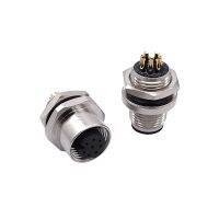 ‘’；【=- M12 M1216 3 4 5 8Pin Sensor Connector Panel Back Mount Waterproof Flange Socket Threaded Coupling Male&amp;Female A Type Connectors